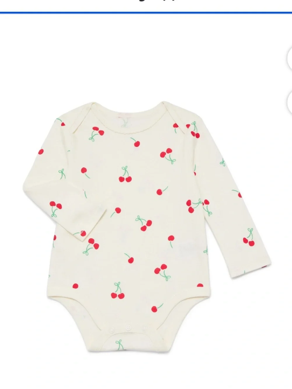 NWT Size 3-6 months Wonder Nation Cream Cherry Print Long-Sleeve One-Piece